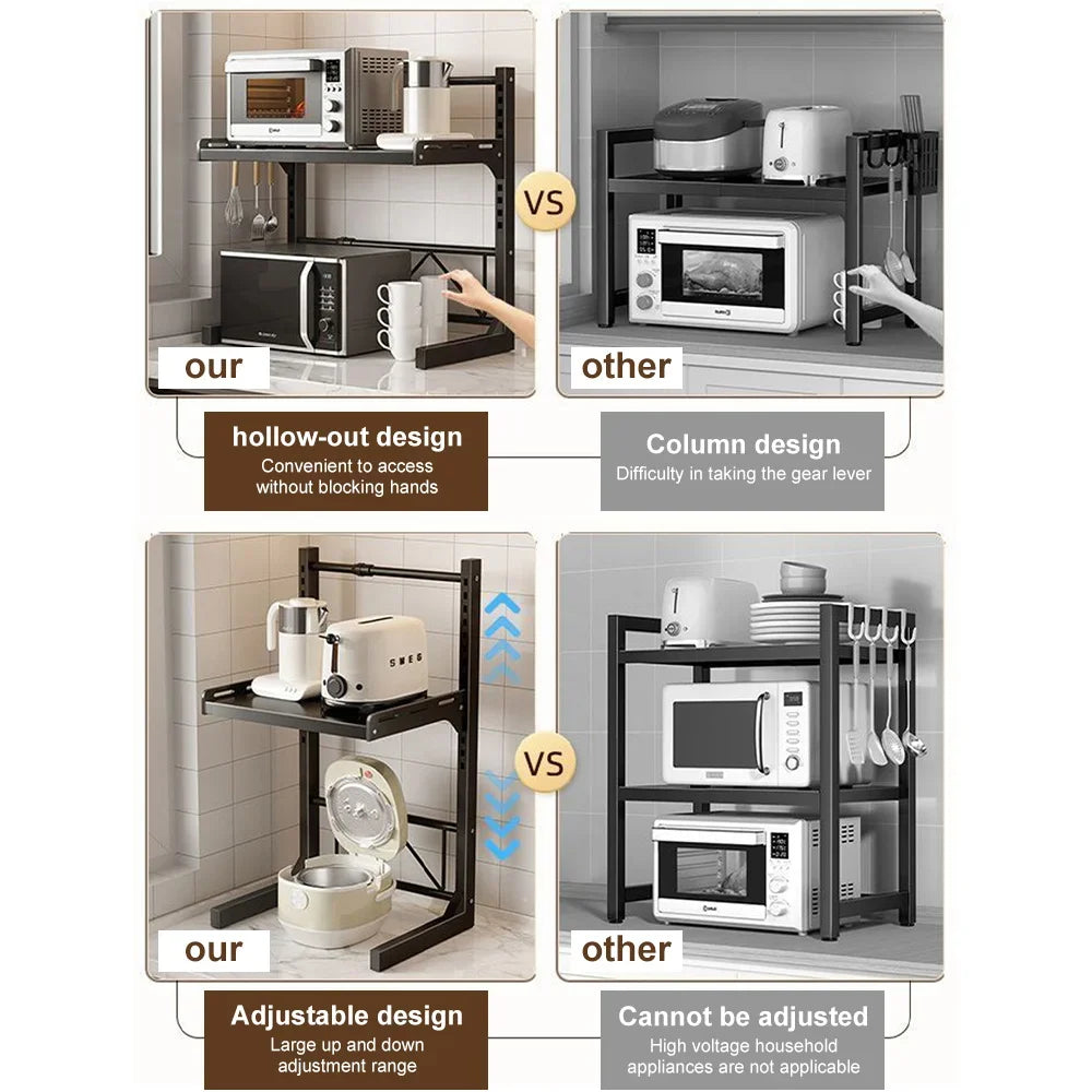 1pc Expandable 39-62cm Microwave Shelf Organizer, Moisture And Rust Proof Microwave Countertop Organizer,Tableware Storage