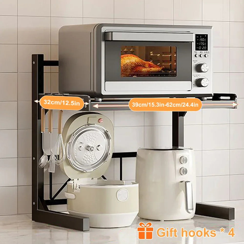 1pc Expandable 39-62cm Microwave Shelf Organizer, Moisture And Rust Proof Microwave Countertop Organizer,Tableware Storage
