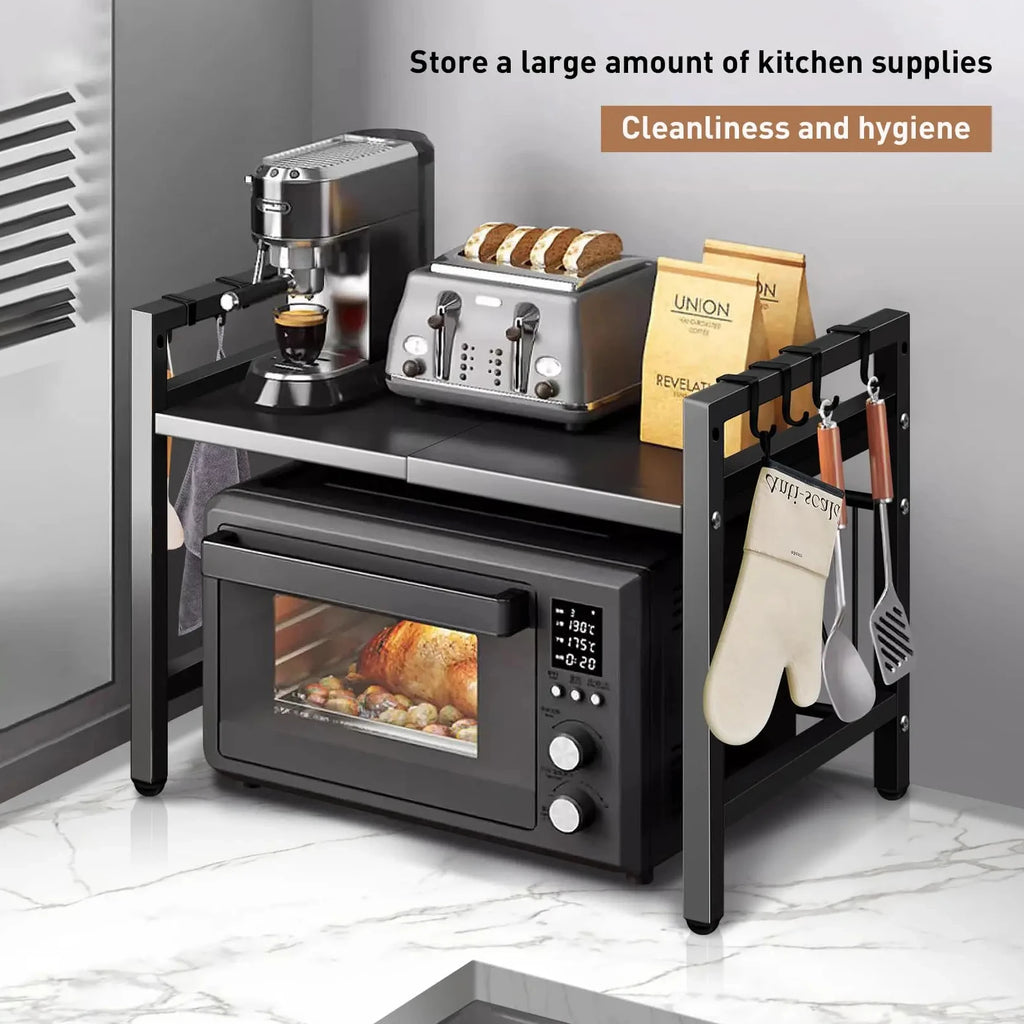 1pc Expandable 42-64cm Microwave Shelf Organizer, Moisture And Rust Proof Microwave Countertop Organizer,Tableware Storage